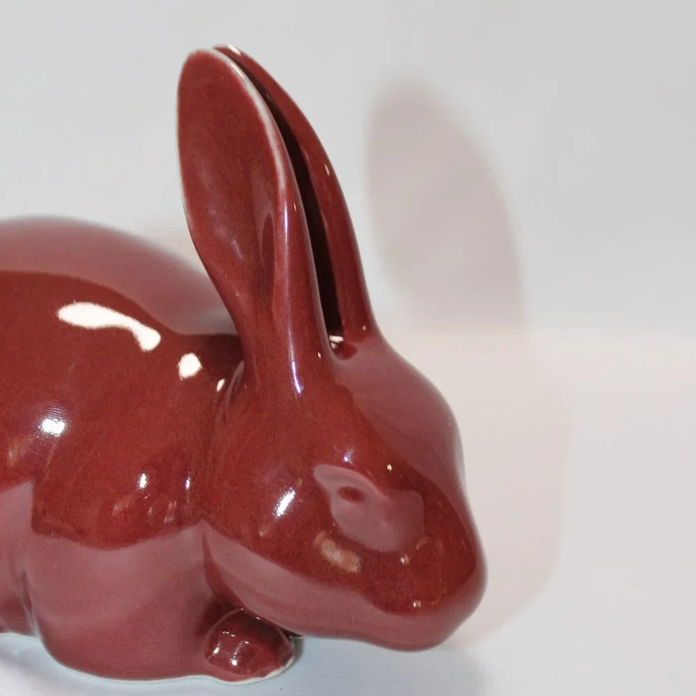 Burgundy Ceramic Decorative Bunny